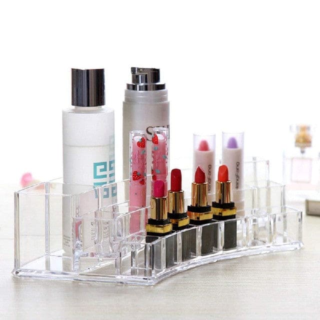 Acrylic Sector Cosmetic Organizer, Transparent Sector Cosmetic Rack, Multiple Compartments Organizer Acrylic Sector Cosmetic Organizer, Transparent Sector Cosmetic Rack, Multiple Compartments Organizer